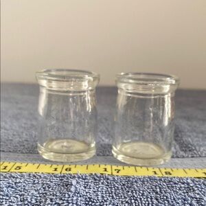 Set of Two Mini Clear Glass Milk Jars